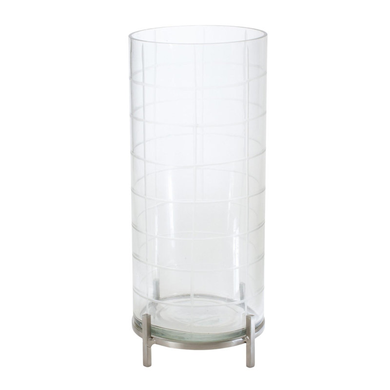Porte-bougie 12 po en fer et verre, H 12 po x l 5,5 po x P 5,5 po