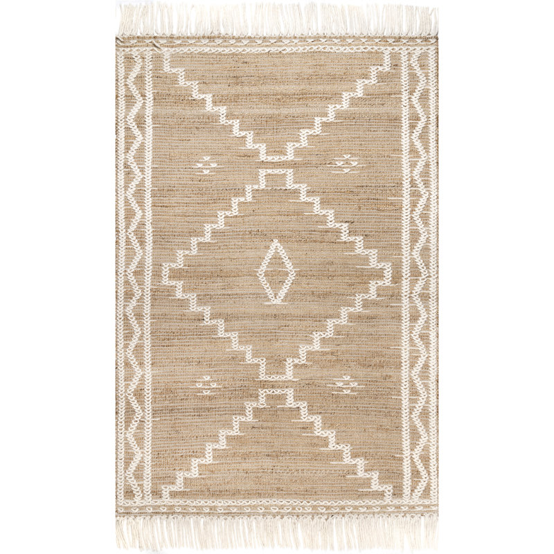 Tapis en coton / laine / jute tissé à la main Nial Southwestern, Rectangle 5 pi x 8 pi