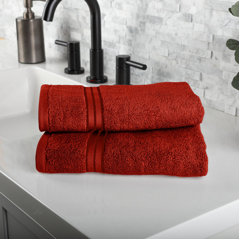 Lavish Home 6 Piece Bathroom Towels Set - 625GSM 100% Cotton Bathroom Essentials with 2 Absorbent Wash Cloths, 2 Hand Cloths, and 2 Bath Towel for Shower, Gym, Dorm and Spa (Burgundy)