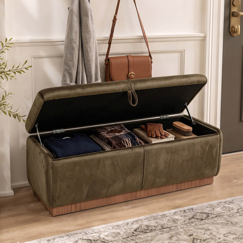 Banc de rangement en velours 47,2 po, Brun