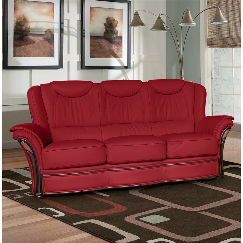 Higbee Faux Leather Sofa, Bordeaux