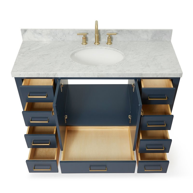 Ensemble de meuble-lavabo simple 49 po Cambridge, Oval, Bleu minuit