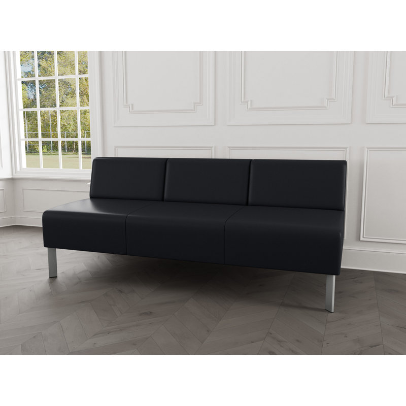 Canapé sans accoudoirs Luxe Lounge, Acier argent, Noir Modena
