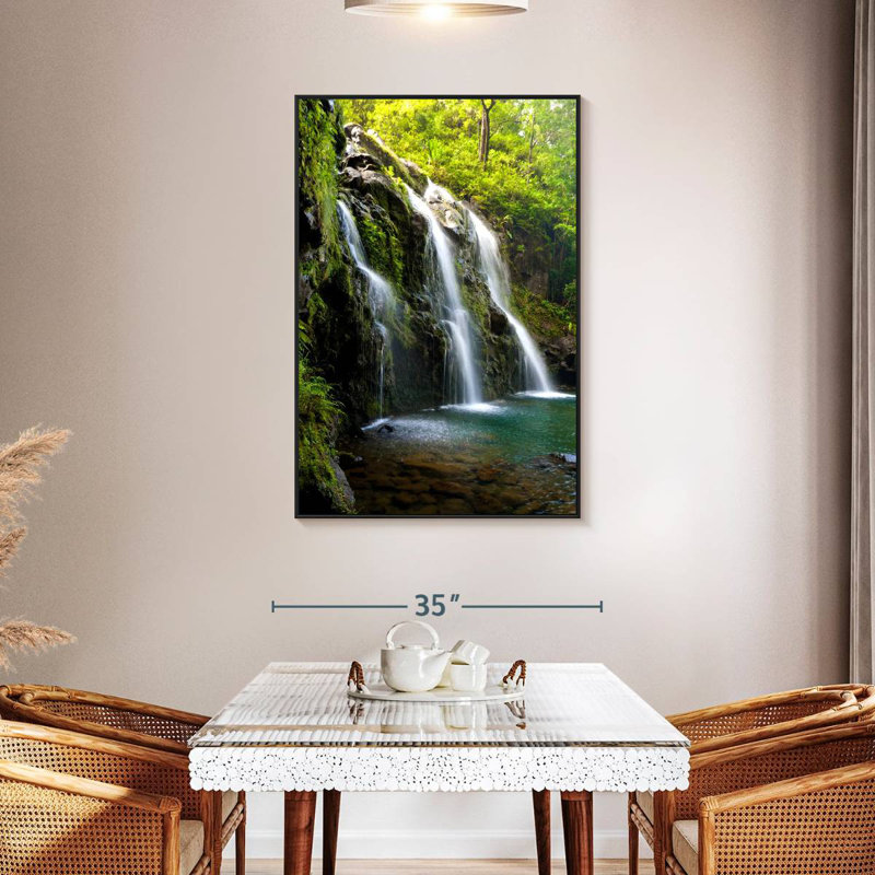 Hana Waterfalls, 31" x 46", Floating Frame Black