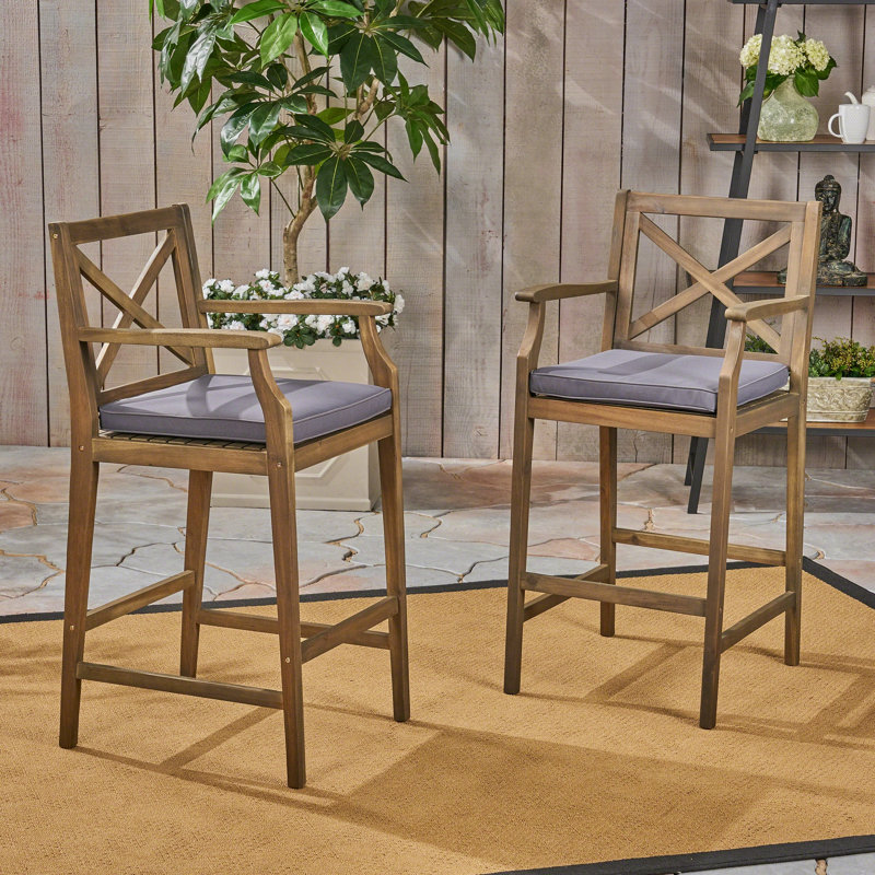Tabouret Perla, Marron foncé, Gris