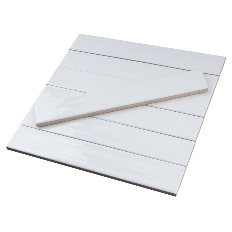 Carrelage mural en céramique polie Nova 1,97 po x 11,81 po Nova, Blanc / Blanc