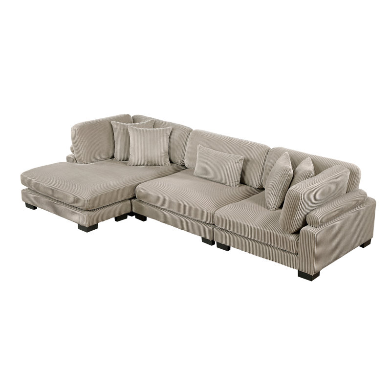 Canapé modulaire 3 pièces Olsen, Taupe Corduroy, 34.5" H x 135" W x 70" D