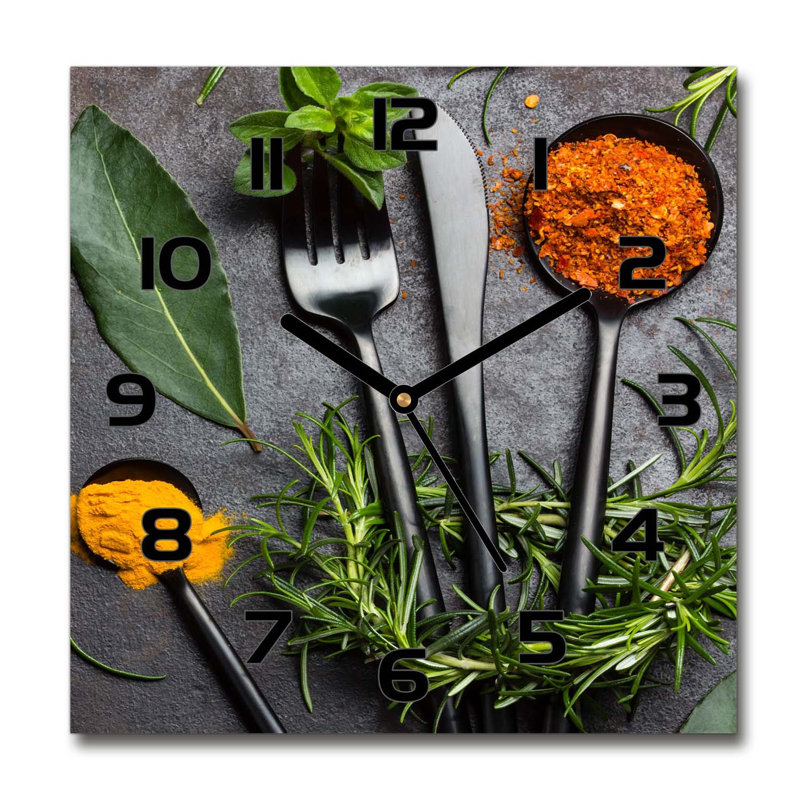 Glass Wall Clock, Black/Green/Orange