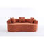Canapé en forme de croissant, conception moderne à dossier bas avec coussins profonds, grand canapé à deux places rempli de mousse auto-gonflant ne nécessitant aucun assemblage. (Tissu chenille orange)