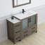 Ensemble de meuble-lavabo autoportant 48 po avec plateau en céramique et miroir assorti Brescia