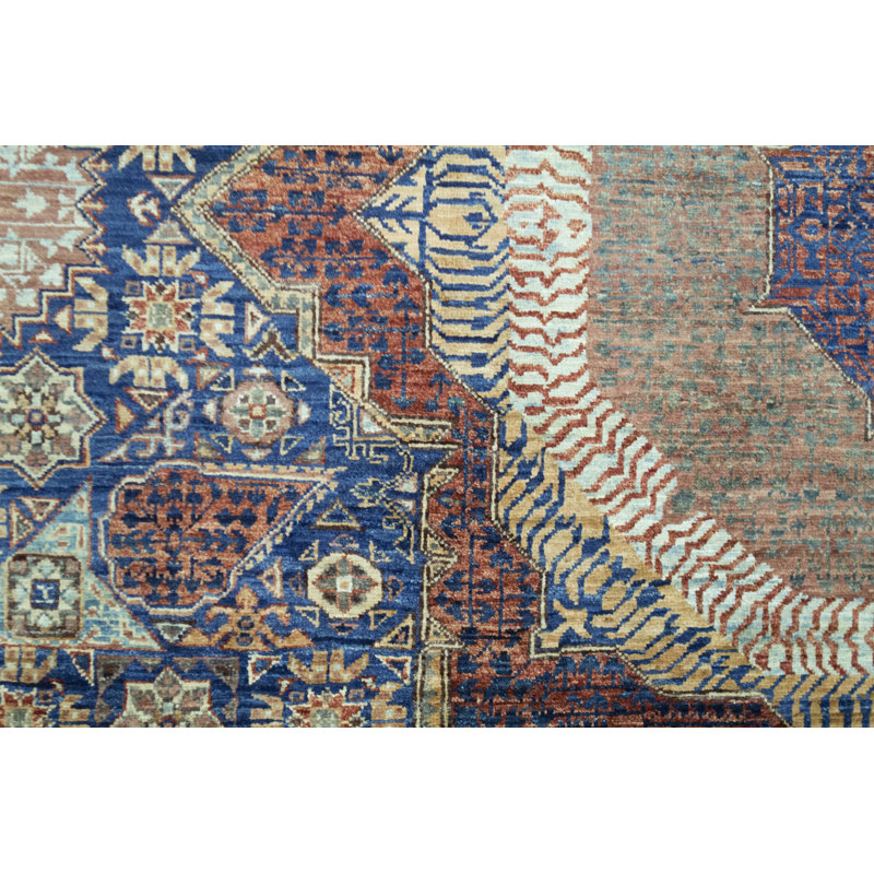 Hand-Knotted High-Quality Blue and Brown Area Rug