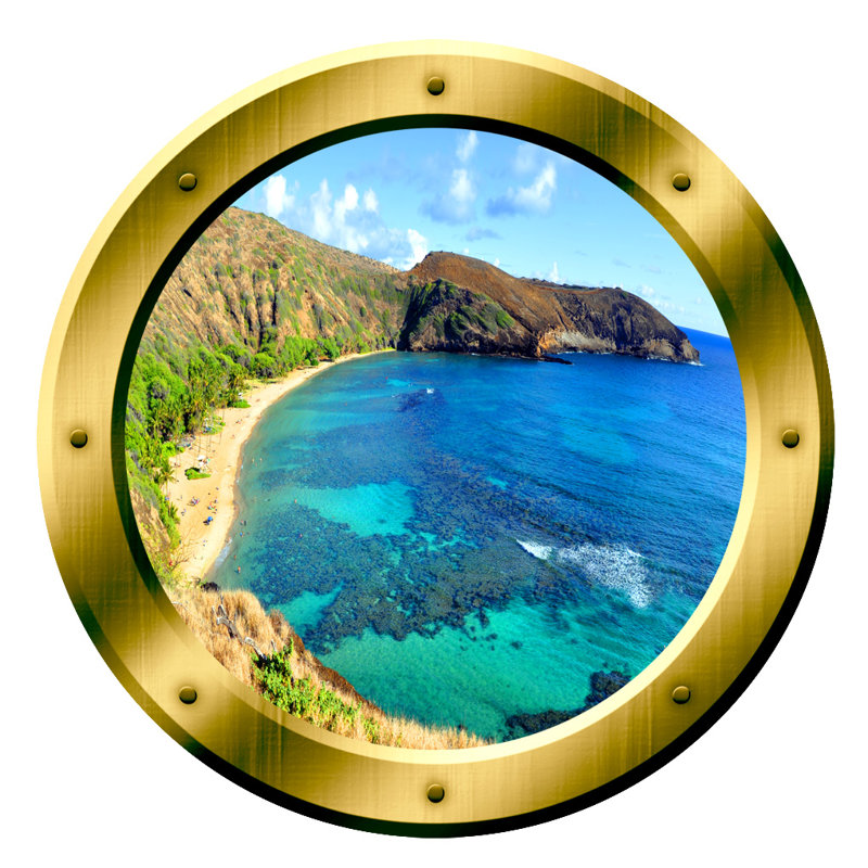 Adhésif décoratif océan plage, H 20 po x l 20 po x P 0,01 po, Or