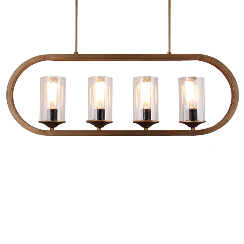 Luminaire suspendu linéaire pour îlot de cuisine 4 lumières Tilden