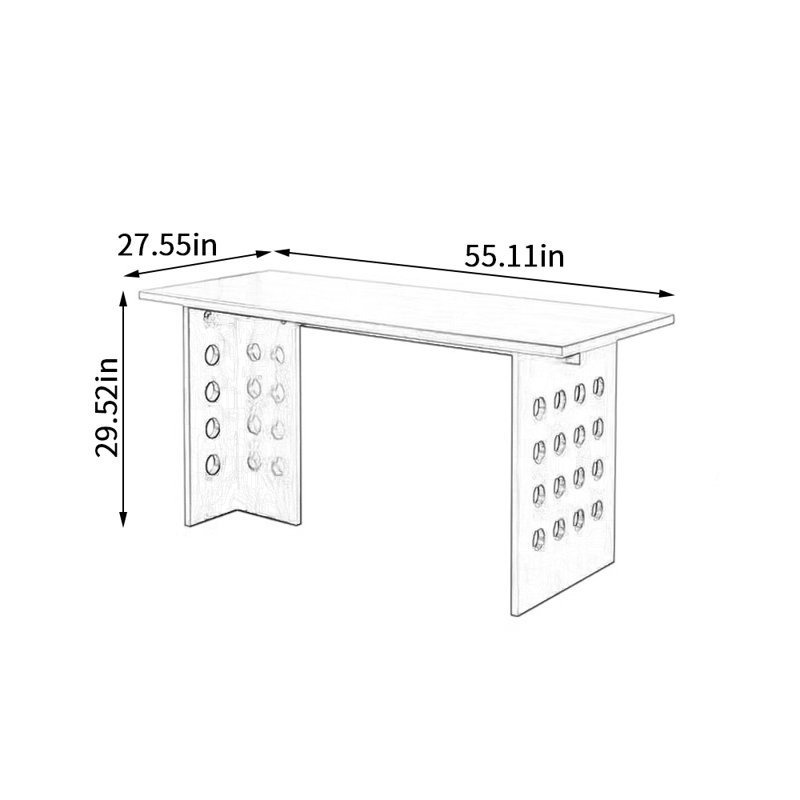 Table en bois massif Sense, H 29,52 po x L 55,11 po x l 27,55 po