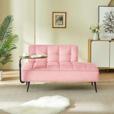 Canapé moderne à deux places en velours avec dossier et table d'appoint rotative à 360 ° - Repose-pieds, banc multi-usage, ensemble de bureau et de chaise, conception peu encombrante pour le salon, la chambre à coucher, un appartement