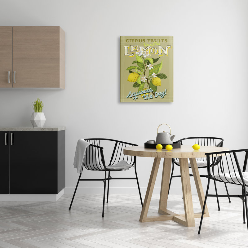 Citron vintage «Squeeze» par Andrea Jasid Grassi, Toile tendue, H 30 po x l 24 po x P 1,5 po