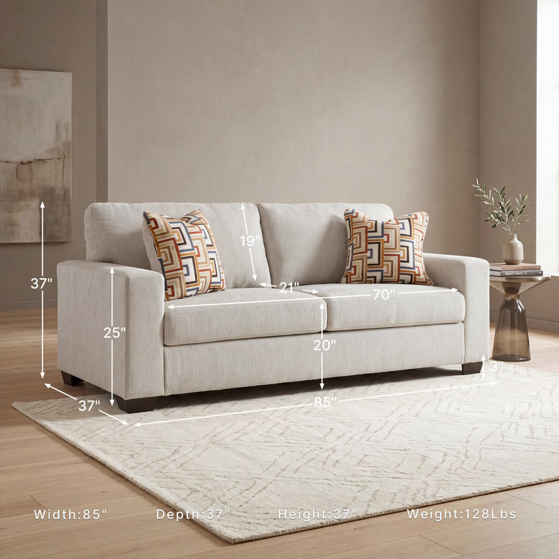 Kleban Sofa, White Polyester