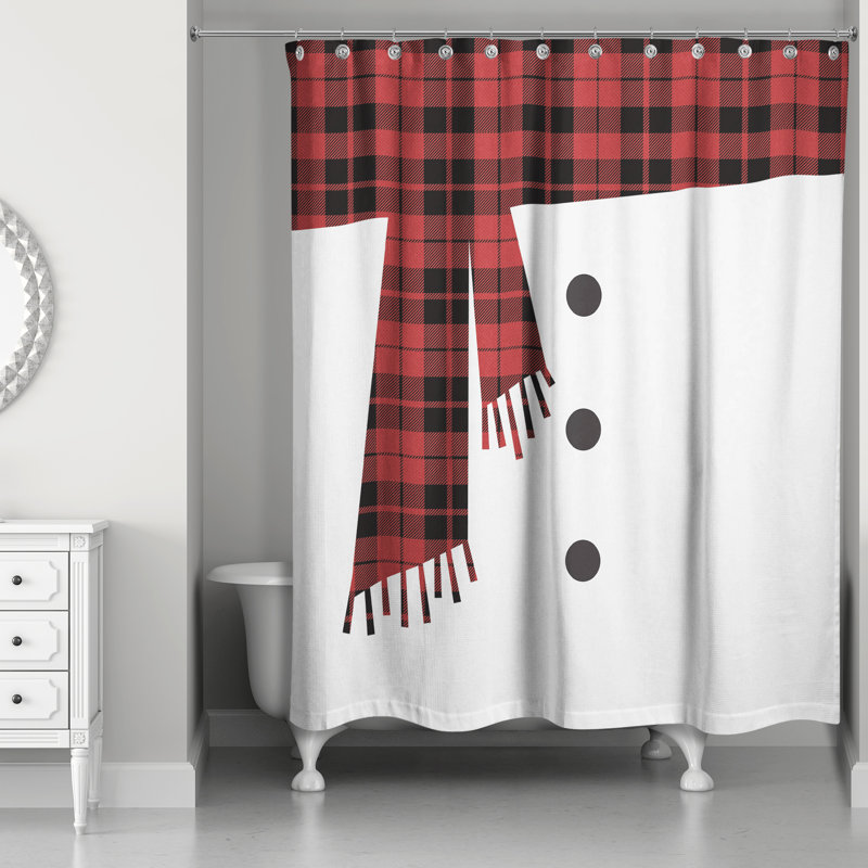 Rideau de douche simple écharpe et boutons bonhomme de neige