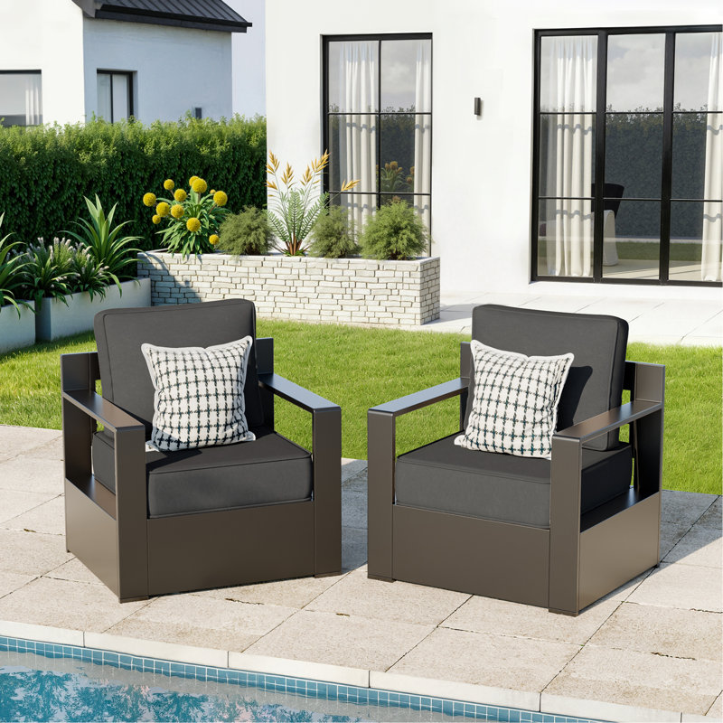 Chaise de patio avec coussins Eleanor, Gris