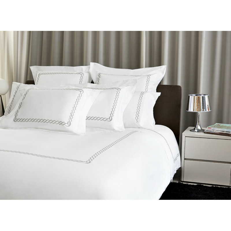 Soffio Percale Pillow Case, White/Dark Pearl, King Pillow Case