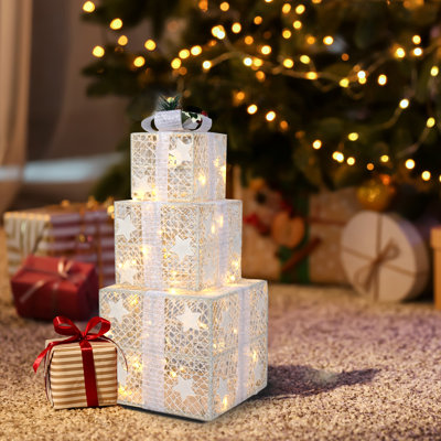 Lighted Gift Boxes Christmas Decoration Set Of 3