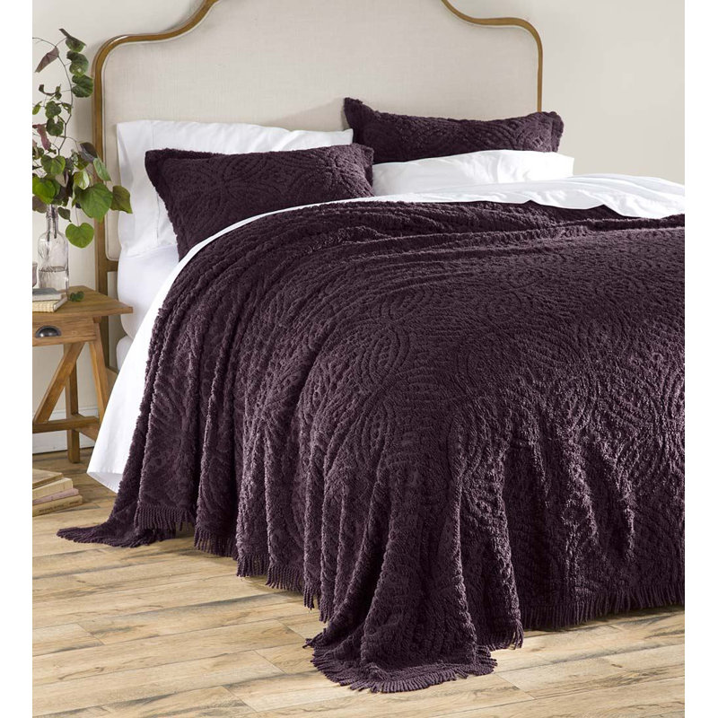 Couvre-lit traditionnel en coton standard, Aubergine, Simple