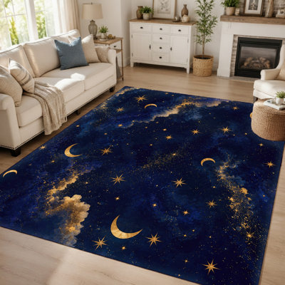1Pcs Celestial Dream Galaxy Rug - Abstract Starry Night Design, Space Theme, Modern Art, Large Area Floor Mat, Non-Slip, Easy Clean, for Living Room, Bedroom, Kids, Dorm for home detor