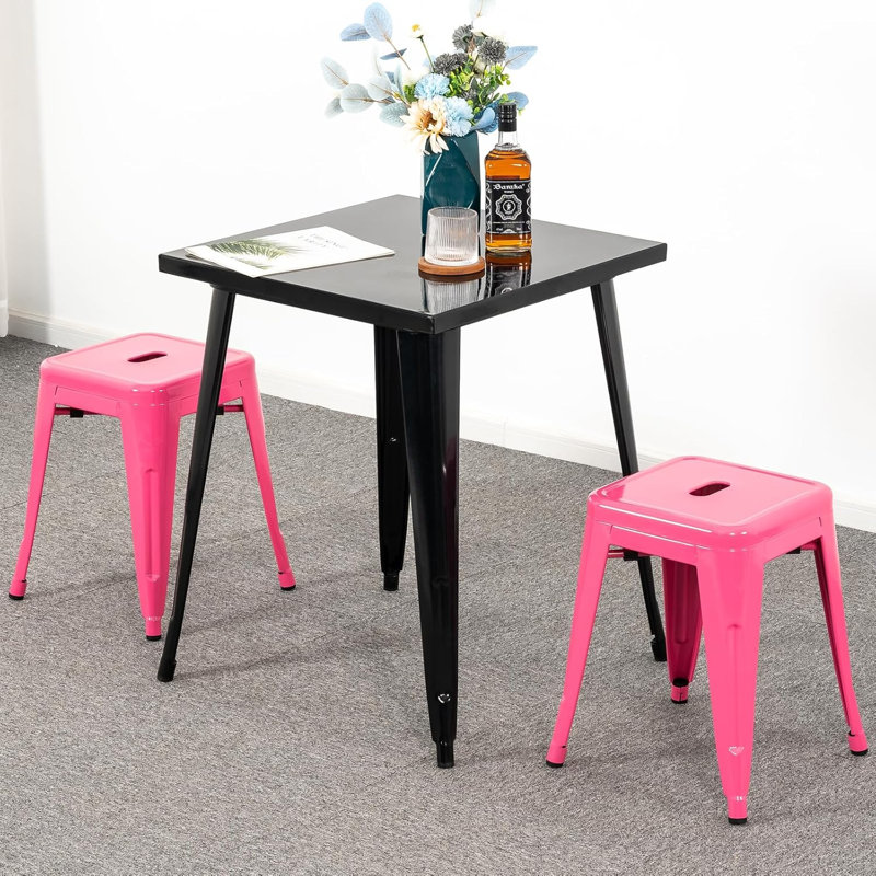 Juddson Counter Stool Set Of 2,18" Industrial Stackable Metal Bar Stools, Backless Metal Dining Chairs For Indoor Outdoor Kitchen Classroom