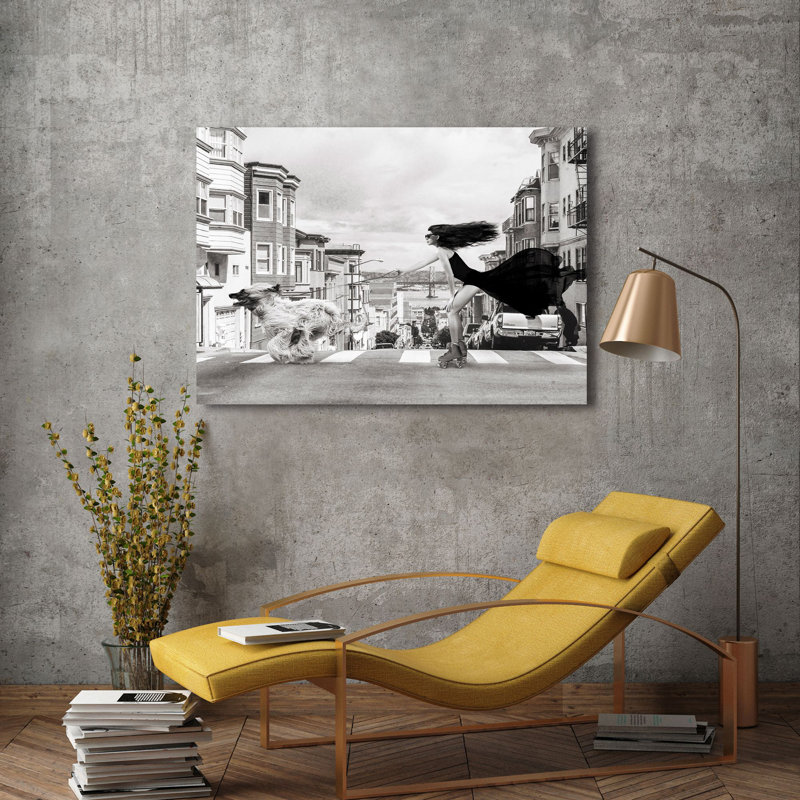 3AP6140 Skating In San Francisco by Julian Lauren - Wrapped Canvas Art Prints, 50cm H x 70cm W x 4cm D
