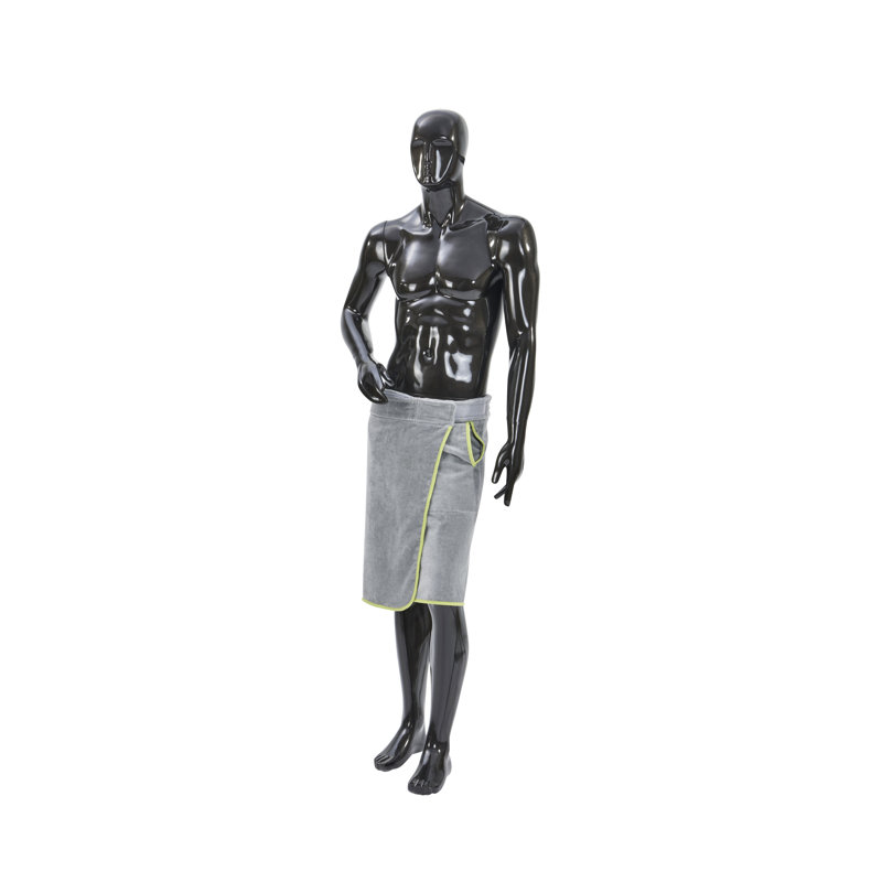 Akram Cotton Male Above Knee Bathrobe with Pockets, Silver