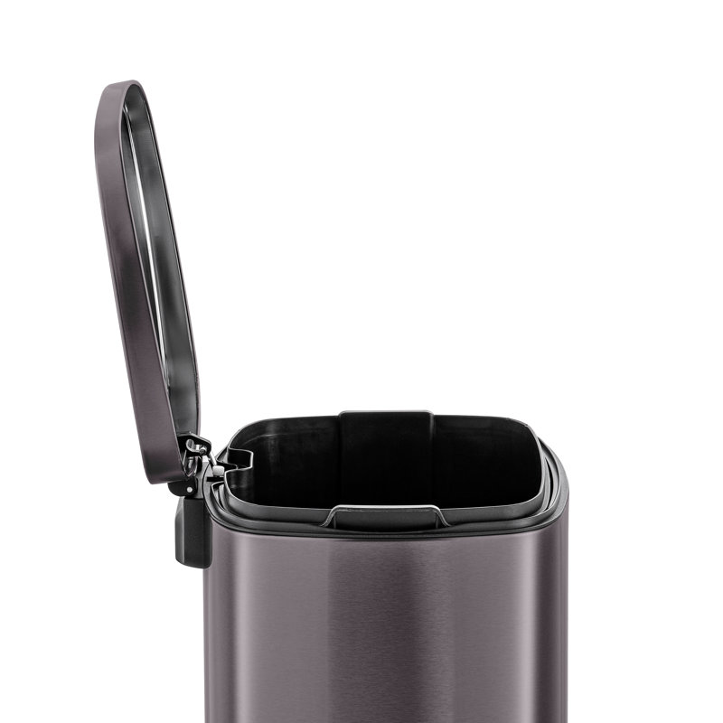 Black Stainless Steel Commercial Step Trash Can Set with Soft Close Lid