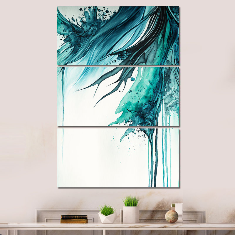 «Mondeja Tropical Turquoise Joyfulness VII», reproduction sur toile 3 pièces, H 28 po x l 36 po x P 1 po