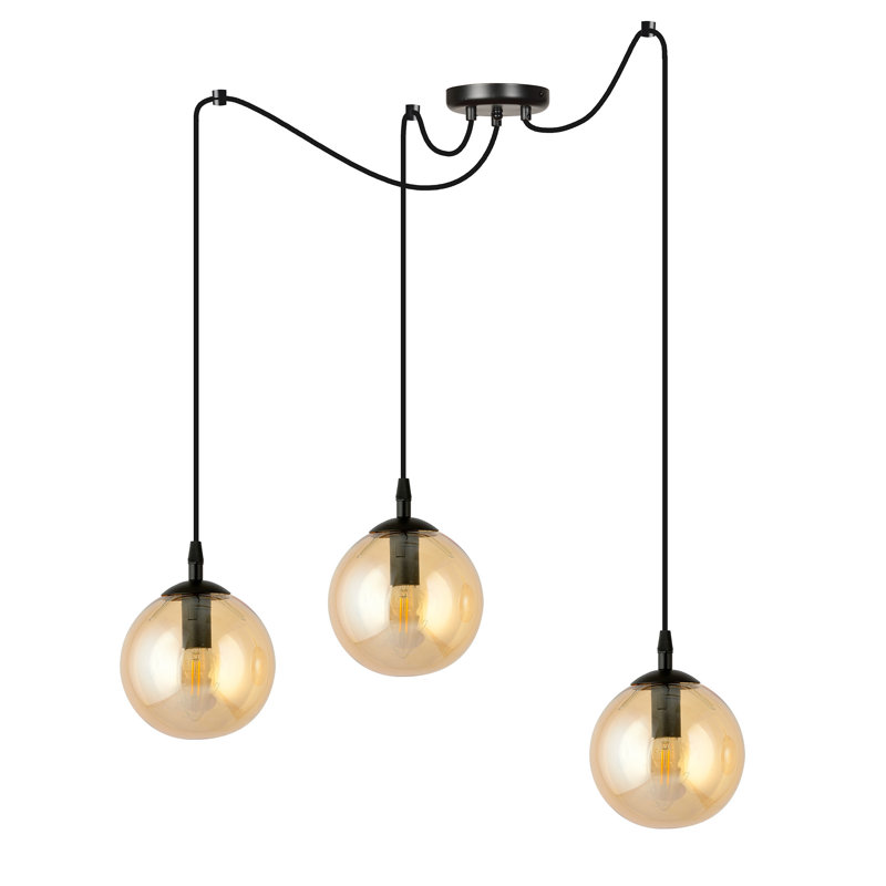 Garnes 3 - Light Gold/Black Sphere Pendant