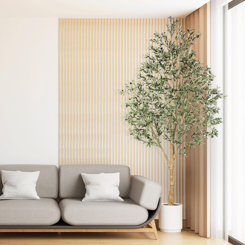 Olive artificielle avec tronc de bois naturel, 10 pi