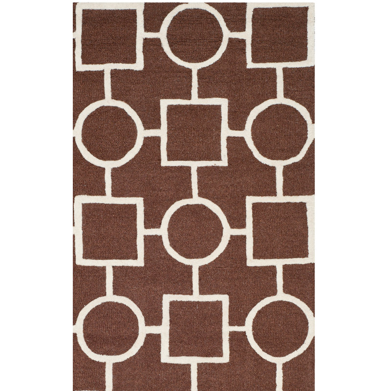 Deedgra Hand Tufted Wool Geometric Rug, Square 6'