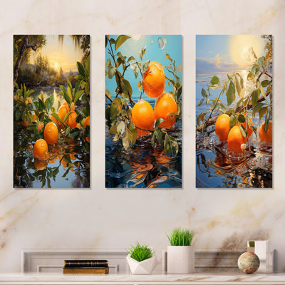 Sunset Sienna Tangerine Twilight - Fruits Wall Decor Set Of 4