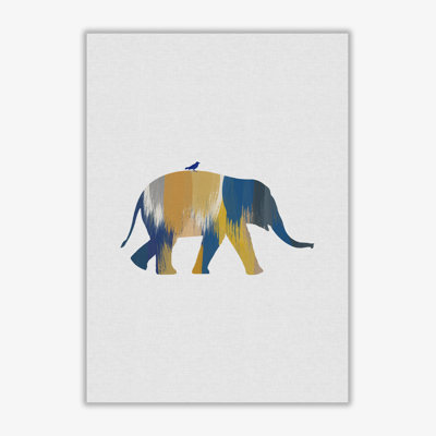 Elephant Blue & Yellow - Print