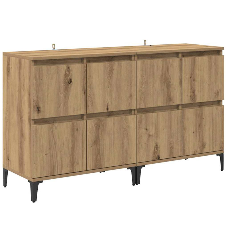  Sideboards 2 Pcs Artisan Oak 60 X 35 X 70 Cm Engineered Wood, Artisan Oak