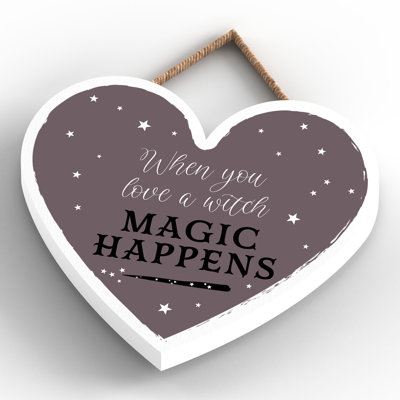 When You Love a Witch Wooden Heart Plaque