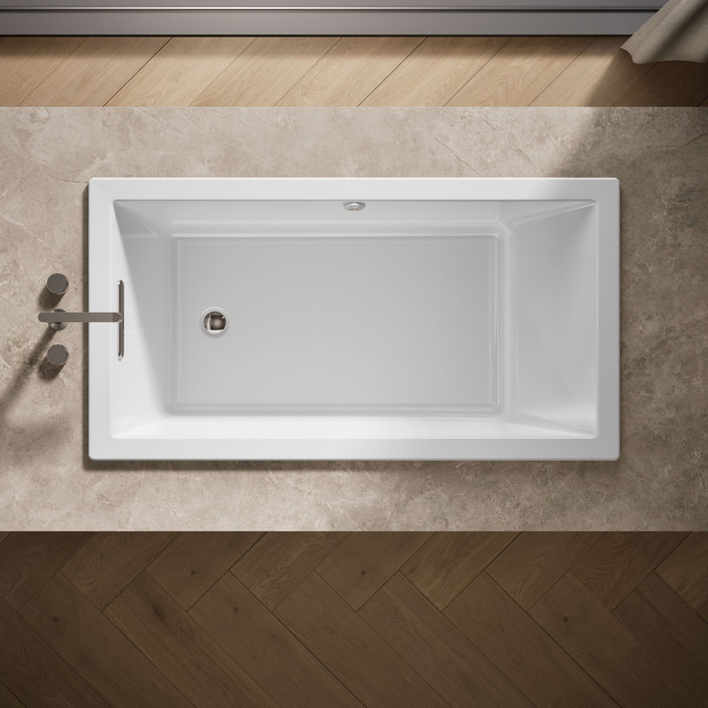 Underscore 60" x 32" Drop In Whirlpool with Heater, White