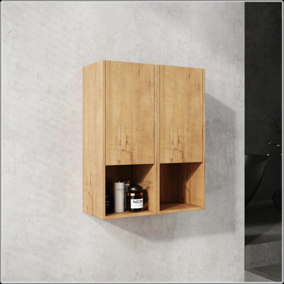 24 Inch Bathroom Side Cabinet with Soft Close Doors and Floating Mounting Design for Elegant Storage