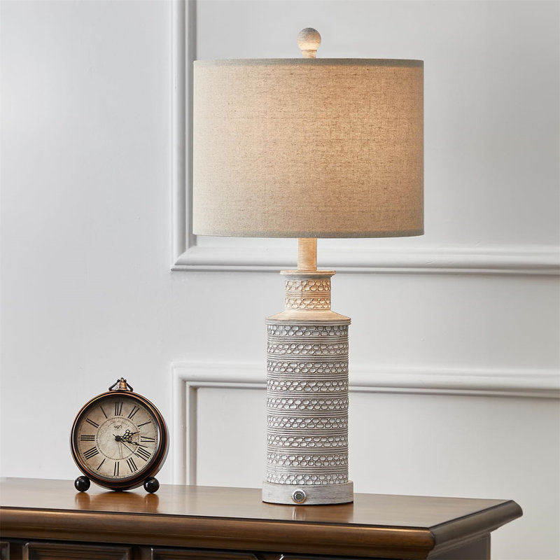 Byxbee 24.5"Rustic Farmhouse Touch Lamp with USB Port for Living Room,Bedroom Bedside (Bulb Included)