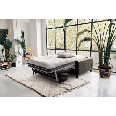 Canapé-lit pliant en cuir véritable avec matelas Najmul