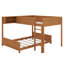Lit superposé en bois double TG avec tablette de rangement intégrée et échelle, structure en bois massif-454326929