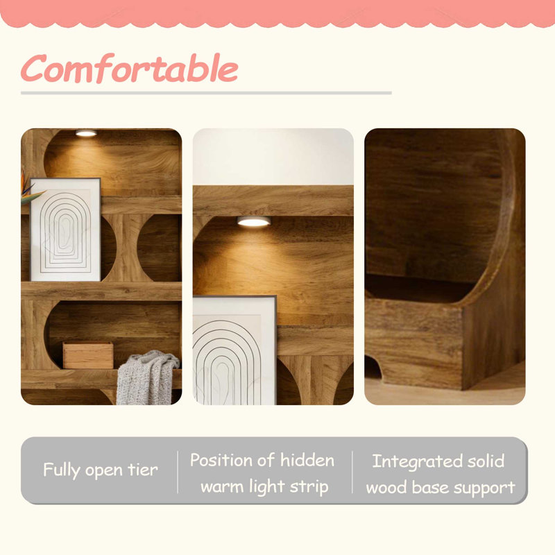 Generous Display Shelves,Contemporary Bookshelf,Freestanding Bookcase, Brown
