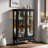Curio Cabinet With 2 Tempered Glass Doors, Adjustable Shelves And Led Light-1600793403