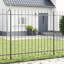 Clôture de jardin vidaXL, 4 pièces, gris 22,31 po x 4,92 pi, acier thermolaqué