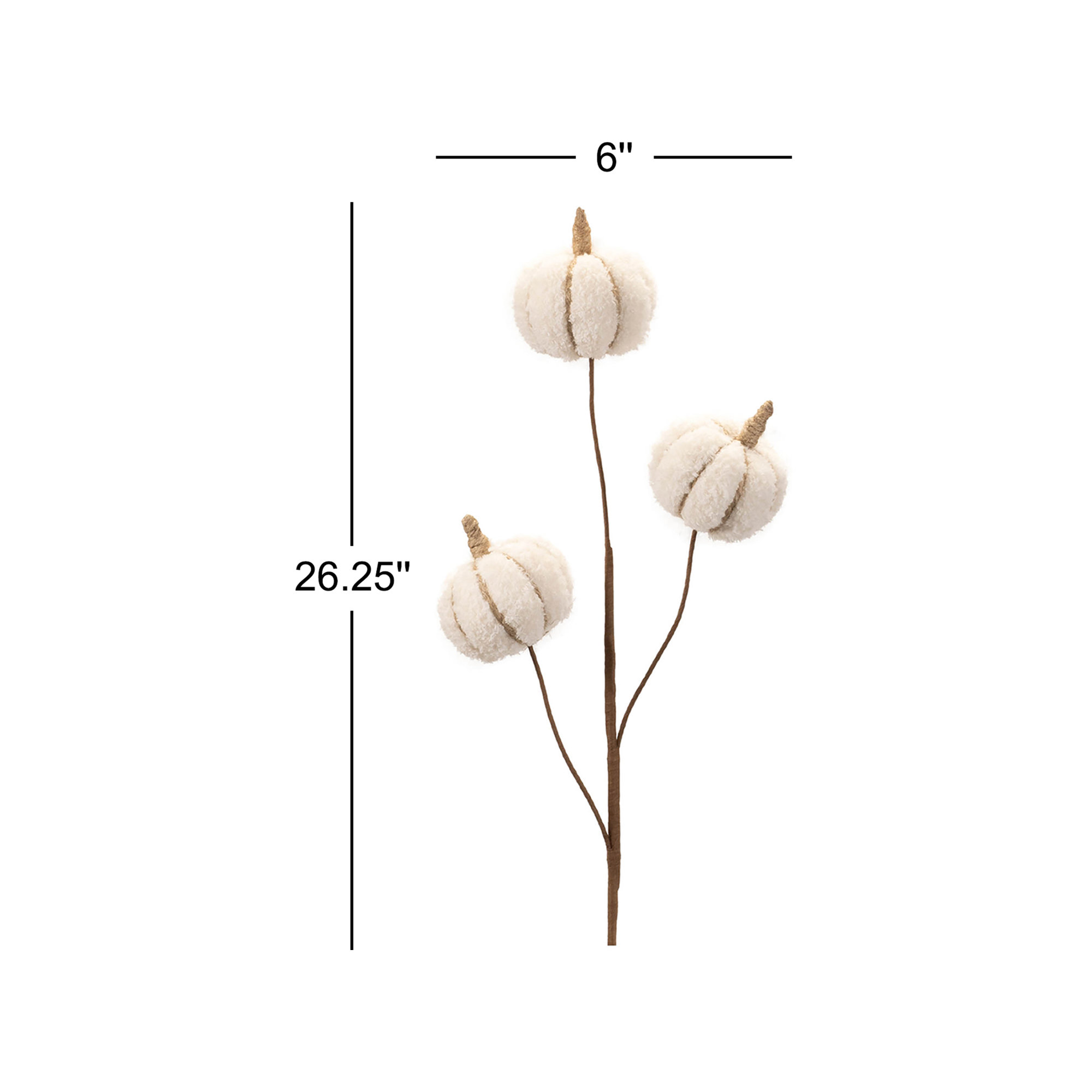 Plush Fall Pumpkin Spray (Set of 6), 26.25" H x 6" W x 3.5" D, Beige/Brown