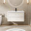 Lavabo de meuble-lavabo intégré moderne en résine 36 po avec trou de robinet simple et trop-plein, lavabo de salle de bain classique à rebords arrondis sans soudure