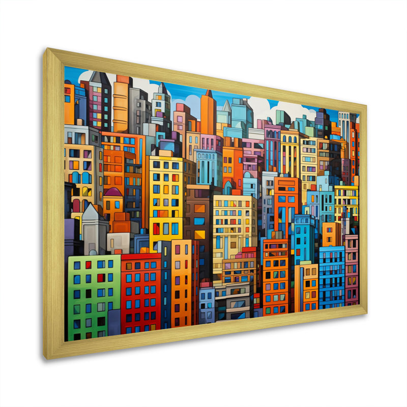 Pop Art Newyork In Color - Cityscapes, estampes murales, H 16 po x l 32 po x P 1 po, Encadrement doré